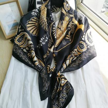 100% Mulberry Silk Square Scarf Women Vintage..