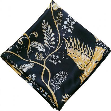 100% Mulberry Silk Square Scarf Women Vintage..