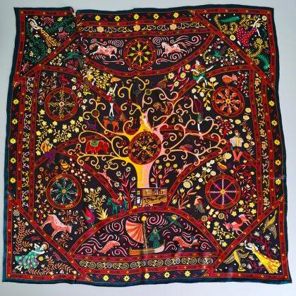 100% Mulberry Silk Square Scarf Vintage Shawl..