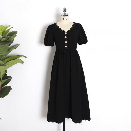 Hepburn Style Vintage Dress Summer Short Sleeve..