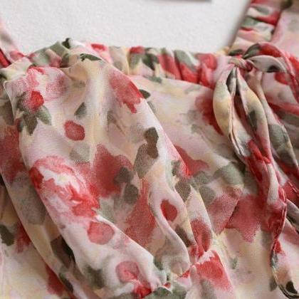 Sweet Heart Floral Print Strap Dress