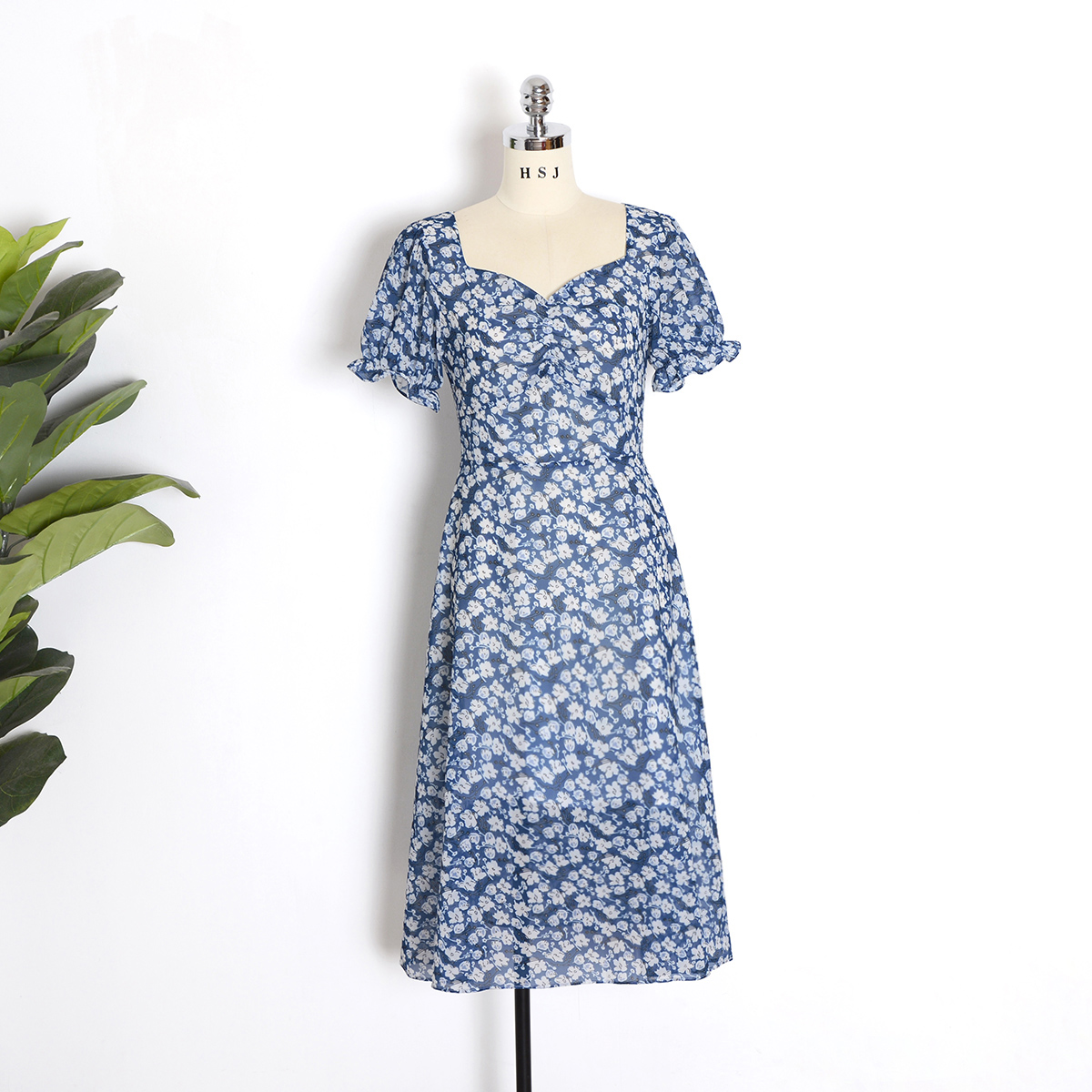 Vintage Sweet Heart Floral Summer Short Sleeve A-line Dress